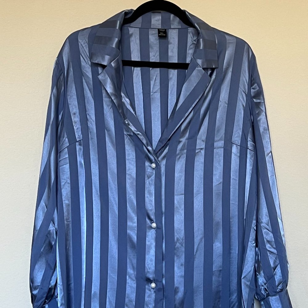 Curve Plus Satin Lapel Collar Blouse